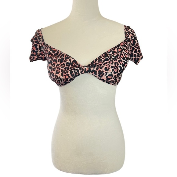 Womens XL Leopard Cropped top - Picture 1 of 4